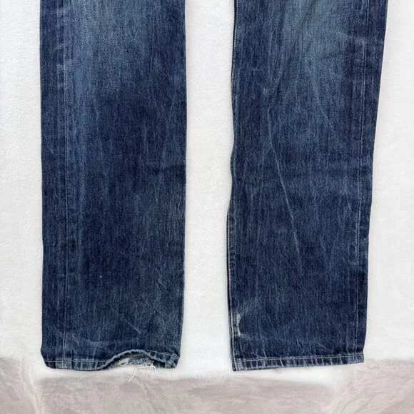Levis 501 Jeans Mens 34x36 (32x33) Blue Original Button Fly Straight Leg Whisker - Picture 13 of 16